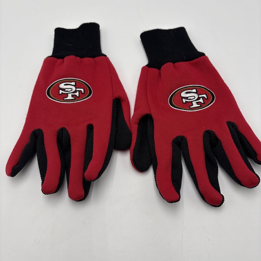 San Francisco 49ers Gloves Receiver Grip SF Red Black Size Large Team Gear